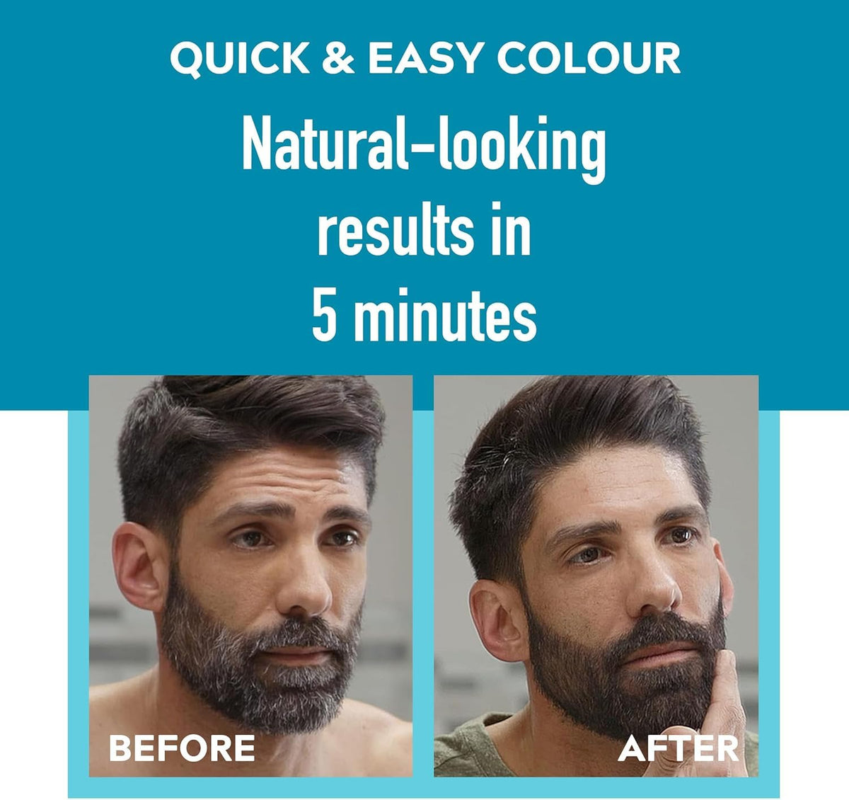 Just for men Moustache & Beard Dark Brown Dye, Eliminates Grey for a Thicker & Fuller Look M45
