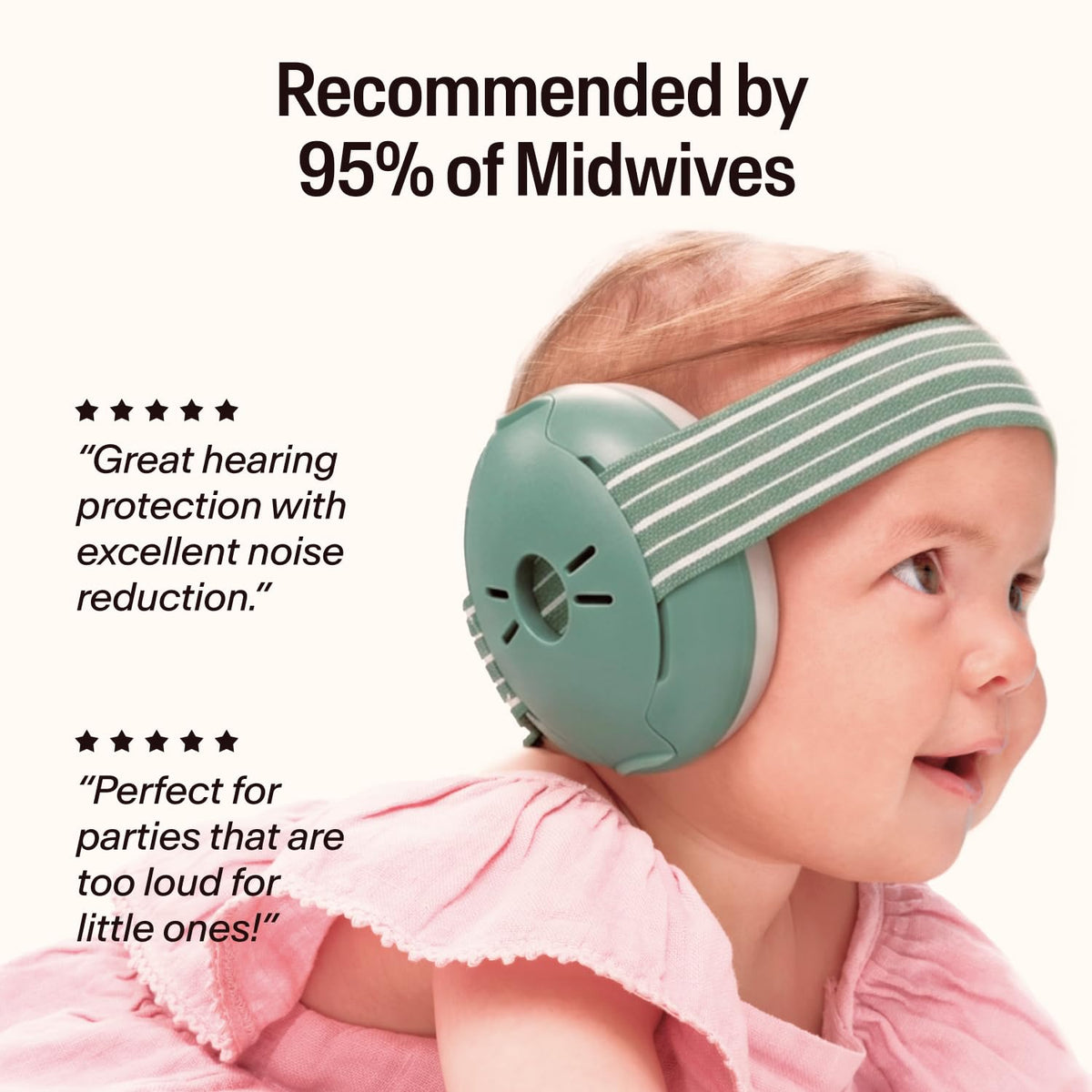 Alpine Muffy Baby Comfort Ear Defenders, Adjustable up to 48 months, Green