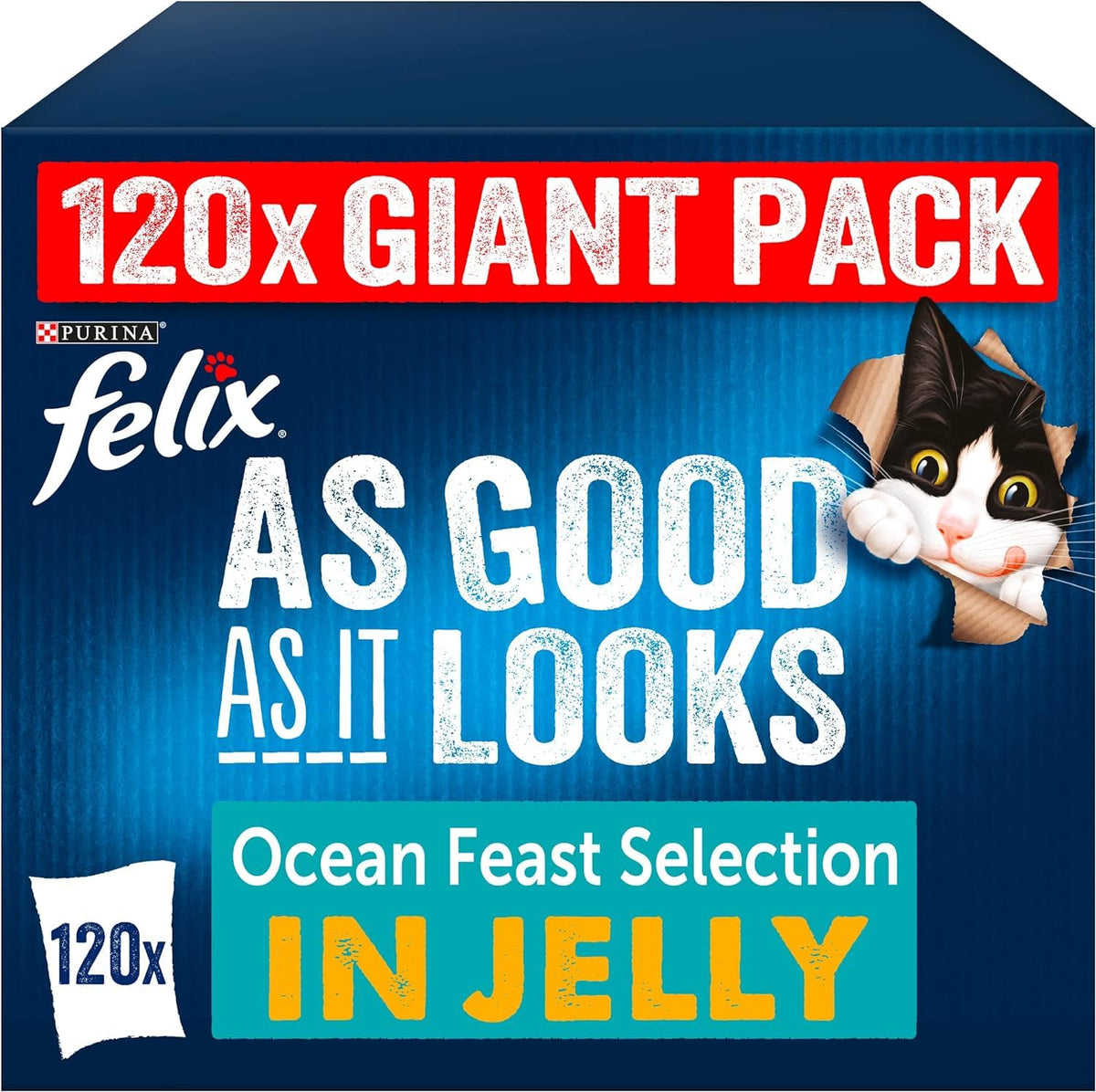 FELIX Tasty Shreds Adult Wet Cat Food Mixed Selection in Gravy Chicken, Beef, Tuna, Salmon 40 x 80g Pouches