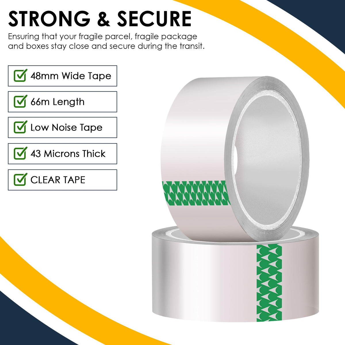 iSOUL Parcel Tape, 6 Rolls Packing Tape Strong Heavy Duty Fragile Tape 48mm x 66m For Packing Boxes Packaging Tape Moving tape Parcel Tape Strong Fragile, Packing Tape Strong for Moving House