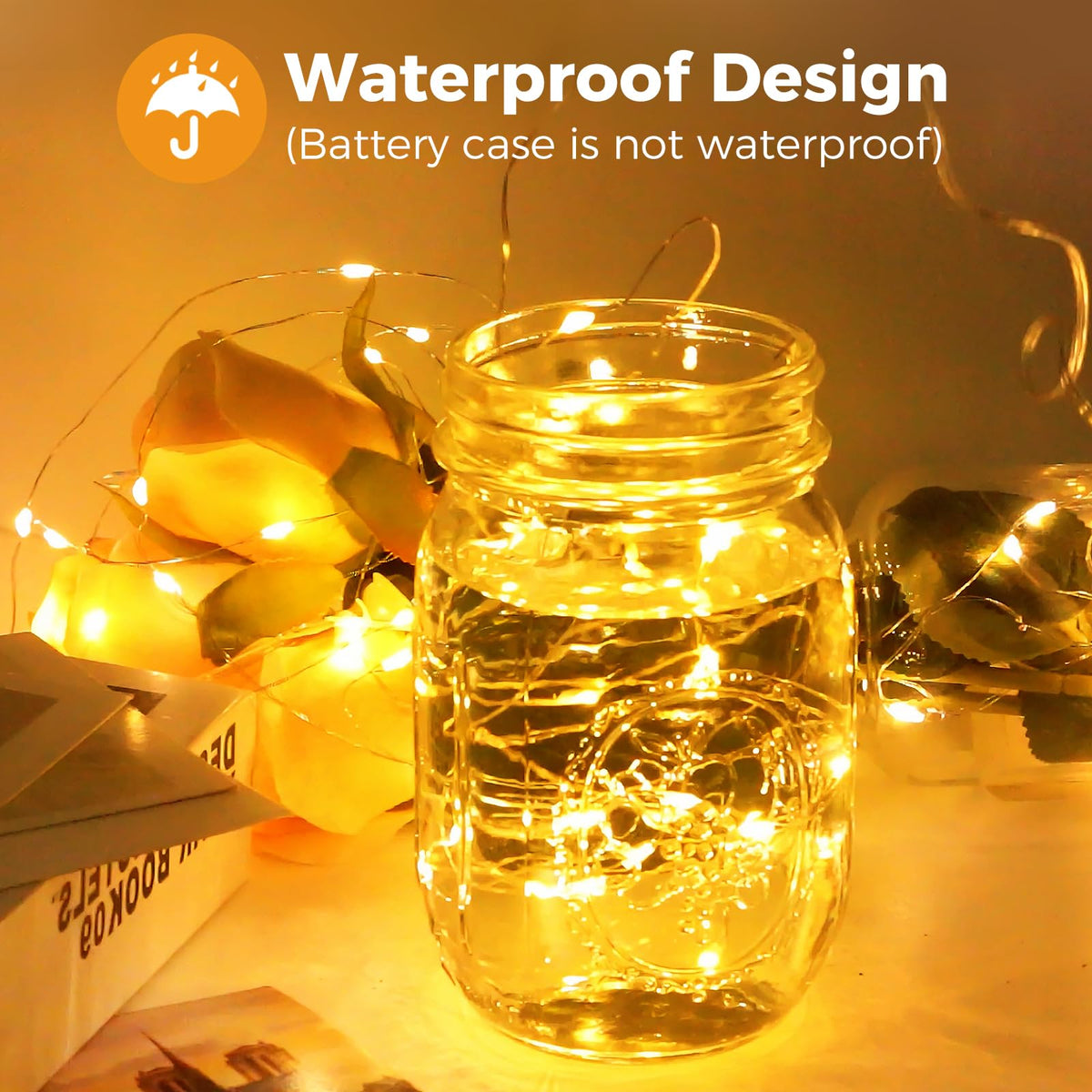 btfarm 2 Pack Halloween Orange Fairy Lights Battery Operated with Timer