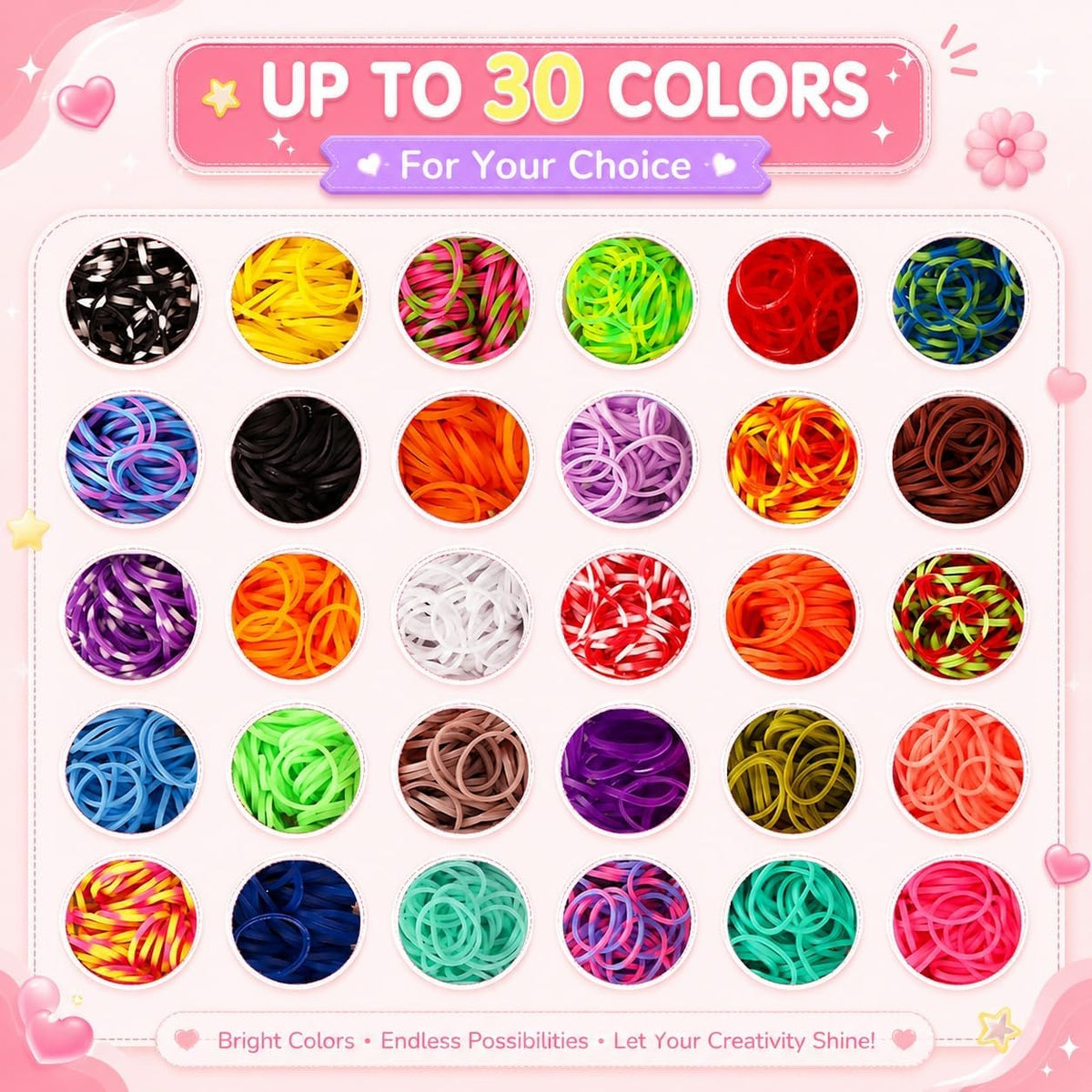 BIZEE 2700+ Loom Bands, Loom Band Kit for Boys and Girls with 32 Dazzling Colours, Baby Hair Bands for Ponytails, Loom Rubber Bands for DIY Bracelet Making with Accessories and Storage Box