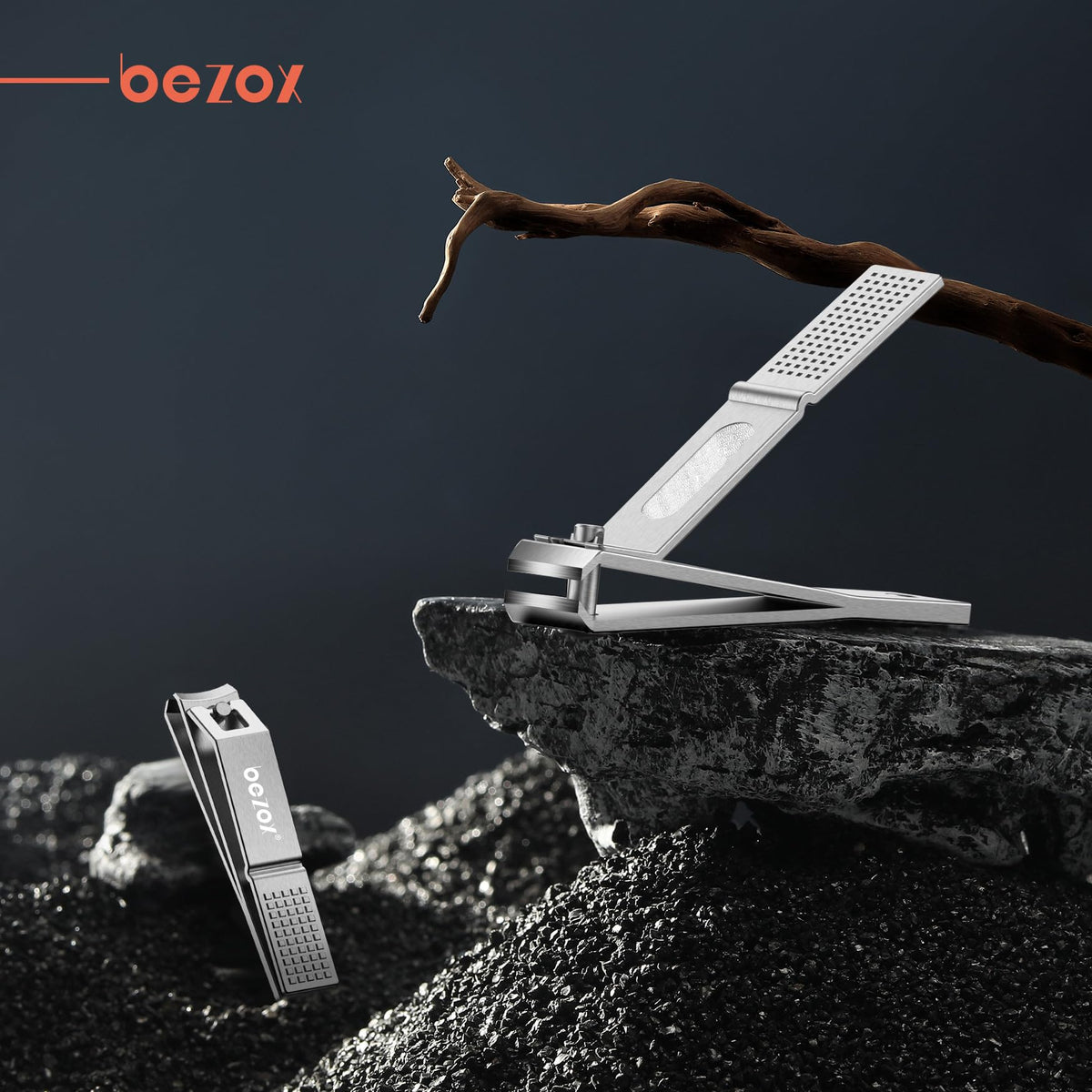 BEZOX Well-Made Nail Clipper Set 2 Pcs, Wide Jaw Opening Nail Clipper for Fingernail and Toenail, Premium Stainless Steel Sharp Sturdy Finger Nail Clipper