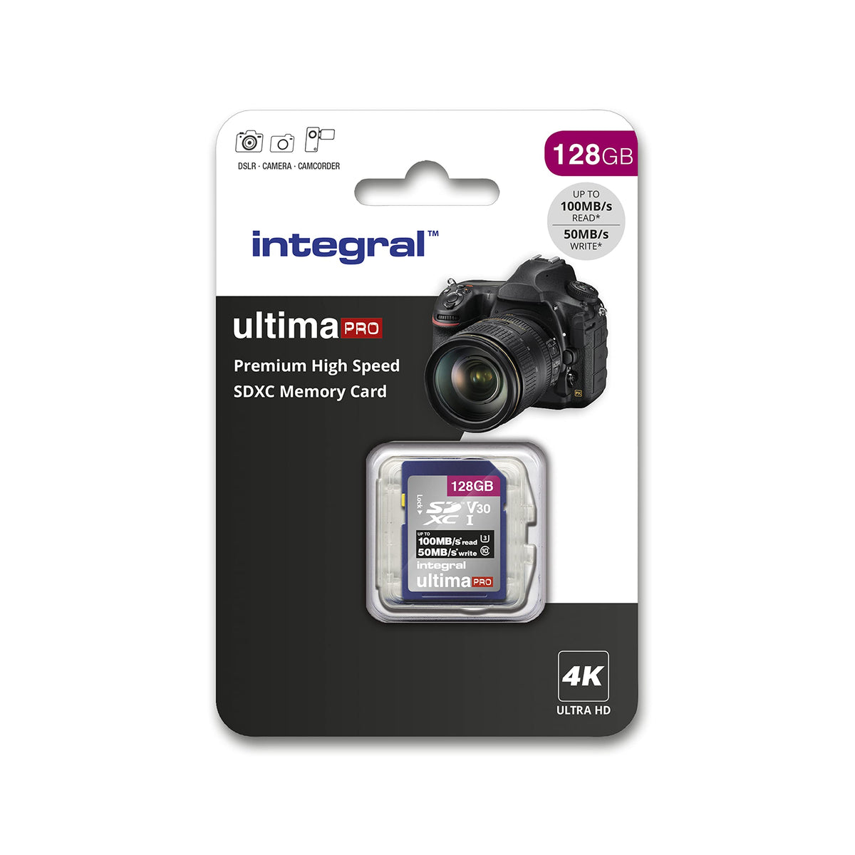 Integral 64GB SD Card 4K Ultra-HD Video High Speed SDXC V30 UHS-I U3 Class 10 Memory Card up to 100MB/s, Color May Vary