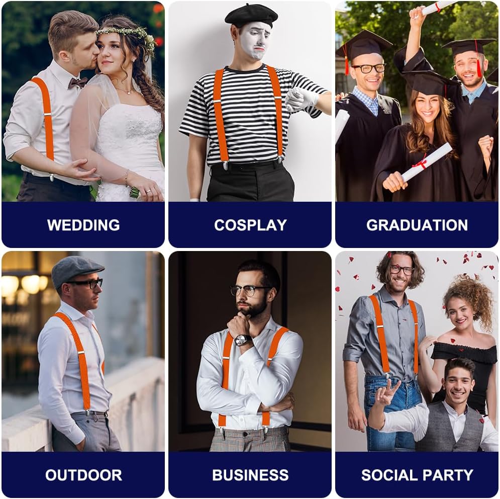 Aomig Mens Braces, Mens Suspenders with Strong Metal Clips, 3.5cm Wide Heavy Duty Suspenders for Men Women Business Wedding Casual