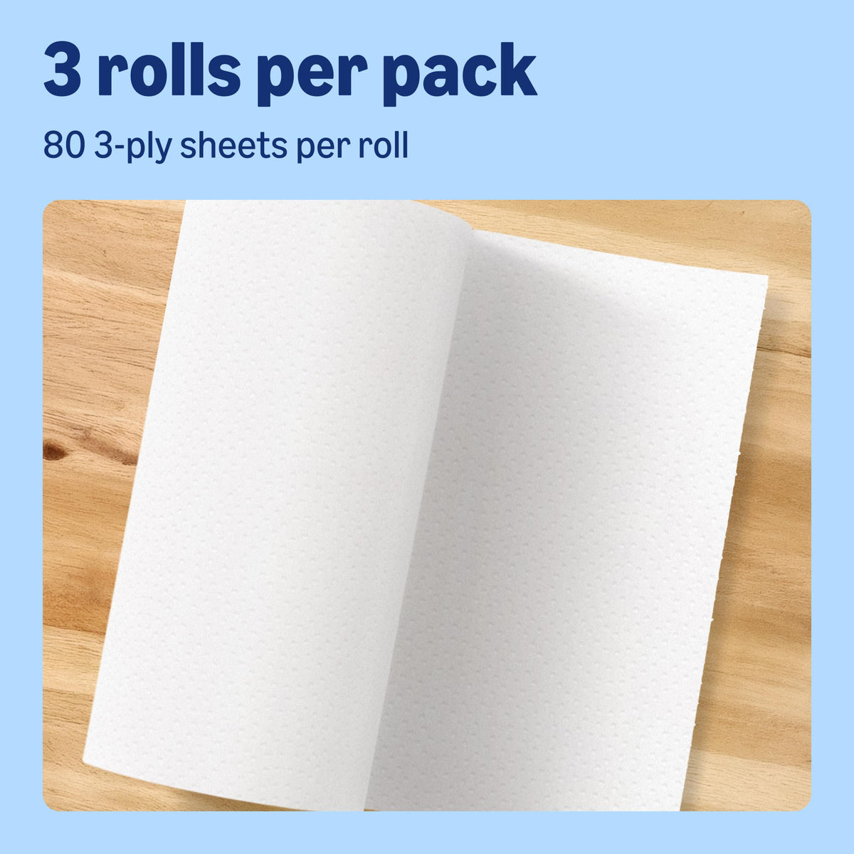 by Amazon Super Absorbent Kitchen Towel, 3-ply, 3 Rolls (1 Pack of 3), 80 Sheets per Roll