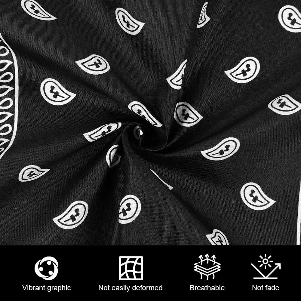 Aomig Bandana Head Scarf for Men and Women, Stylish Cowboy Headband Handkerchief, Multi-purpose Hair Scarf Paisley Print Unisex Headwraps, Bib Party Face Covering Headwear for Motorcycling