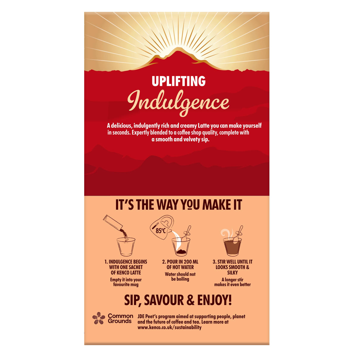 Kenco Iced Hot Salted Caramel Latte Sachets x8 (Pack of 5, Total 40 Sachets)