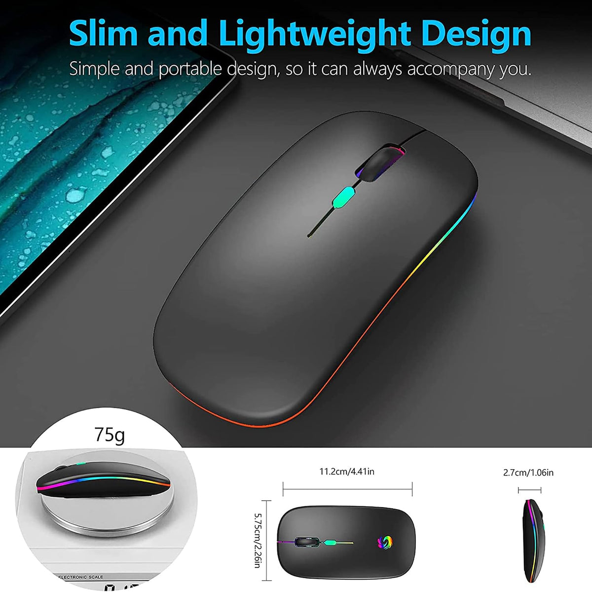 Wireless mouse rechargeable Dual Mode 2.4G & 5.0 Bluetooth Mouse for Laptop