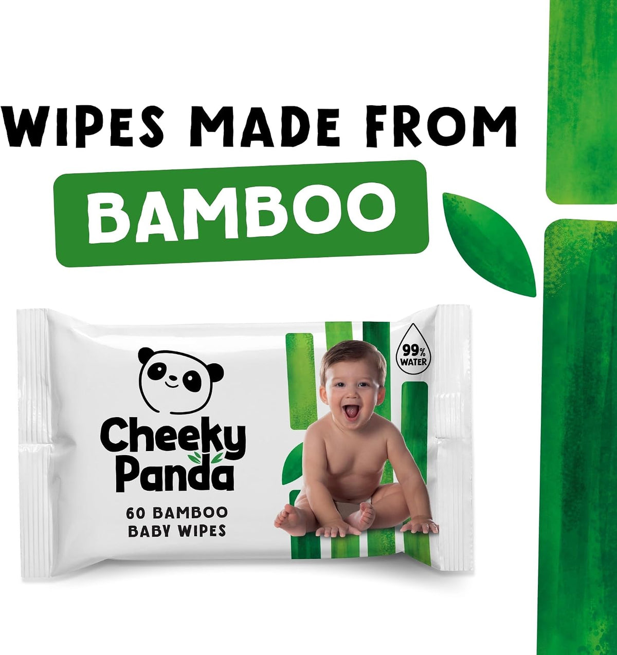 The Cheeky Panda Bamboo Biodegradable Baby Wipes Multipack | 99% Purified Water, Suitable for Sensitive Skin | Dermatologically Tested