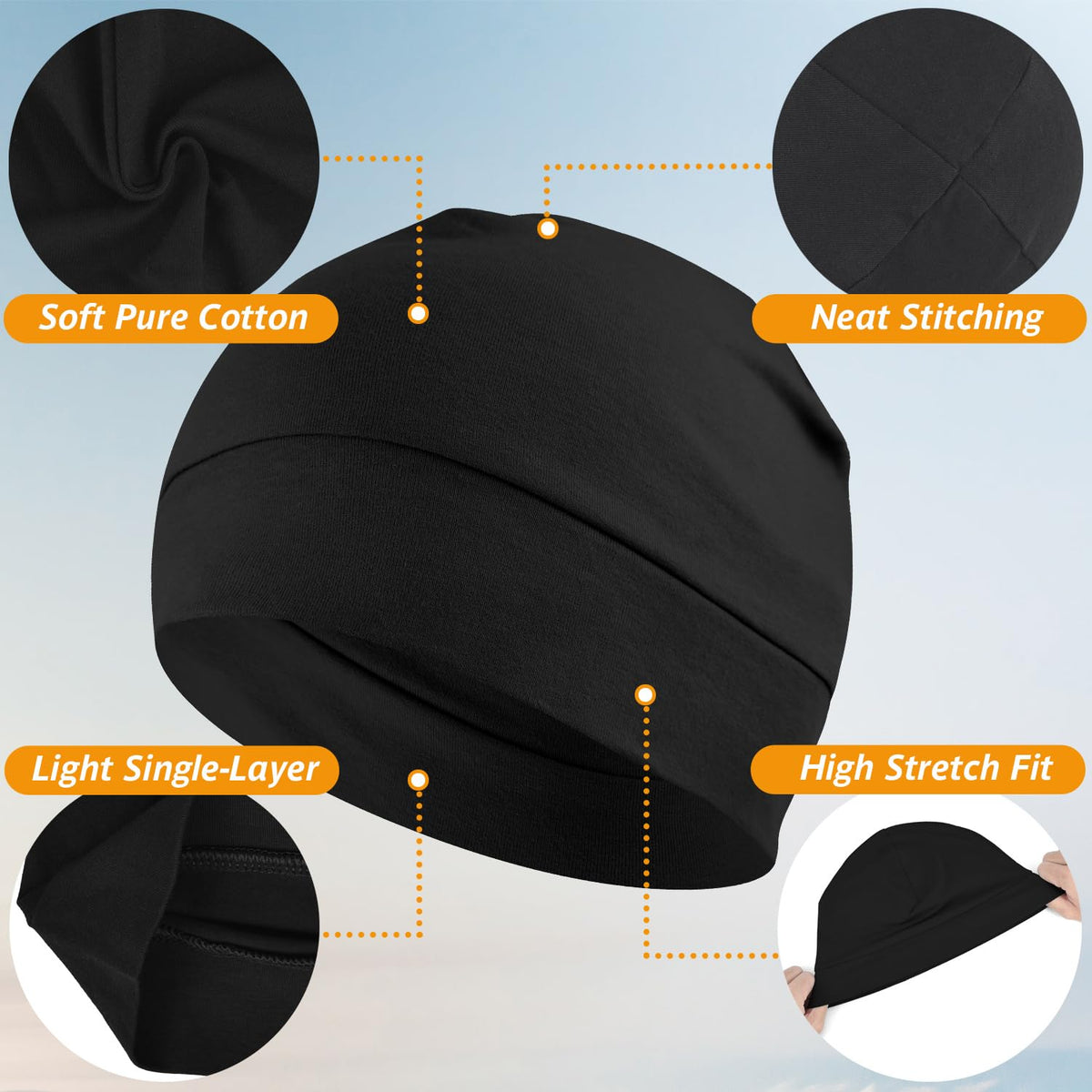 EINSKEY 100% Cotton Skull Caps for Men, Multipurpose Daily Wear Beanie Hat