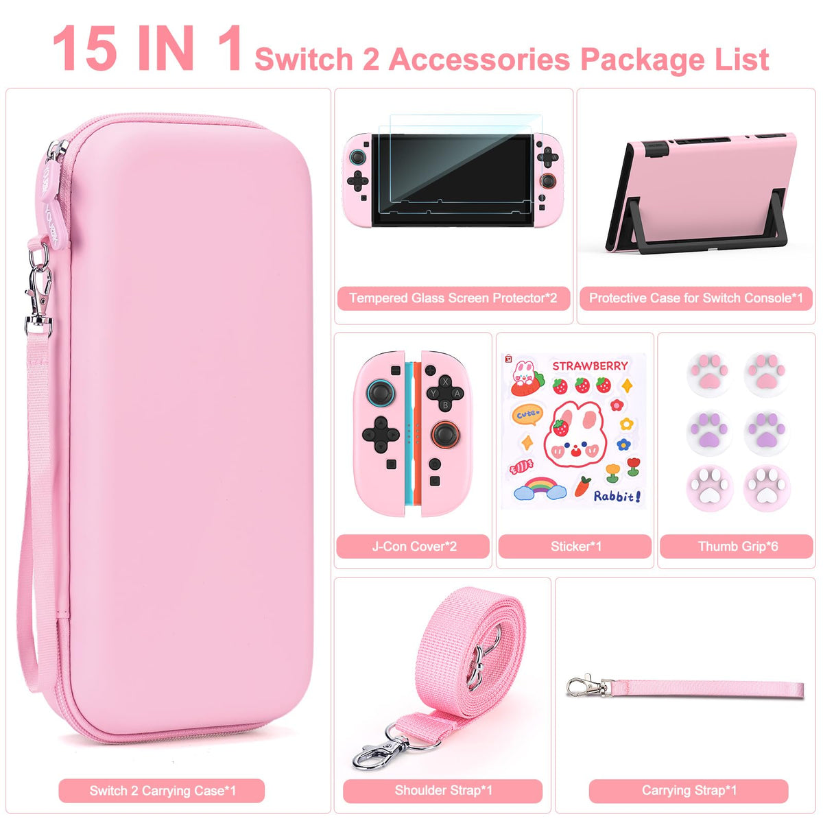 Younik Switch Accessories Bundle, 17 in 1 Switch Accessories Kit for Girls Include Switch Carrying Case with 9 Game Card Slots, Adjustable Stand, Protective Case for Switch Console & J-Con (Blue)
