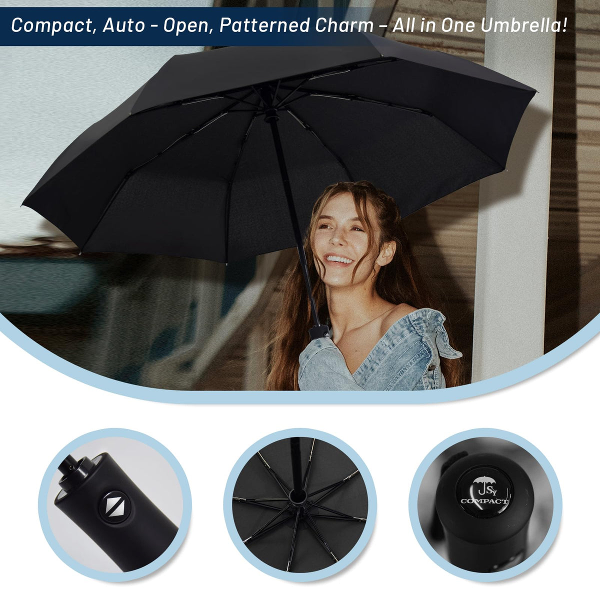 SY COMPACT Travel Umbrella Windproof Automatic Unbreakable UV Protection