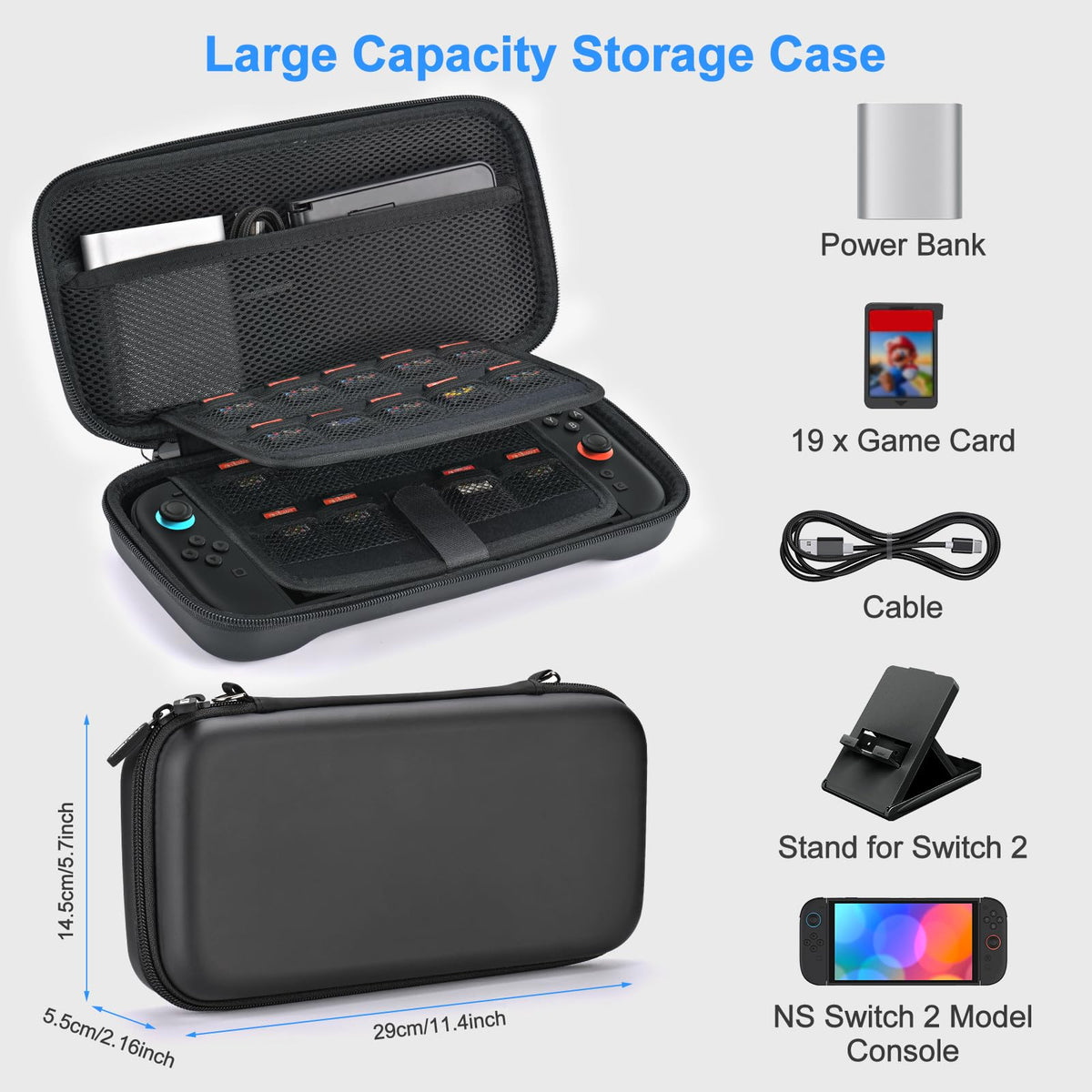 Younik Switch Accessories Bundle, 17 in 1 Switch Accessories Kit for Girls Include Switch Carrying Case with 9 Game Card Slots, Adjustable Stand, Protective Case for Switch Console & J-Con (Blue)