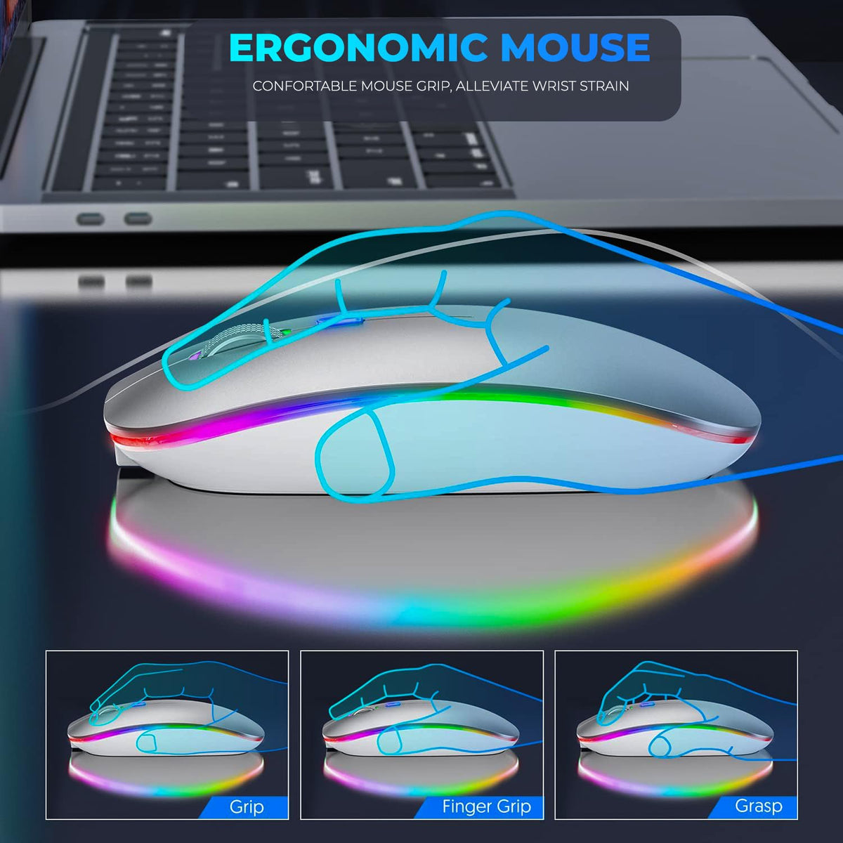 Wireless mouse rechargeable Dual Mode 2.4G & 5.0 Bluetooth Mouse for Laptop
