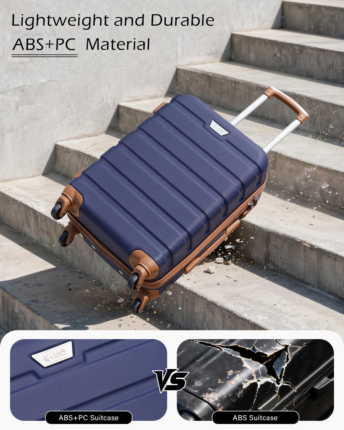 COOLIFE 28 Inch Large Suitcase, ABS+PC, Lightweight Hard Shell Luggage