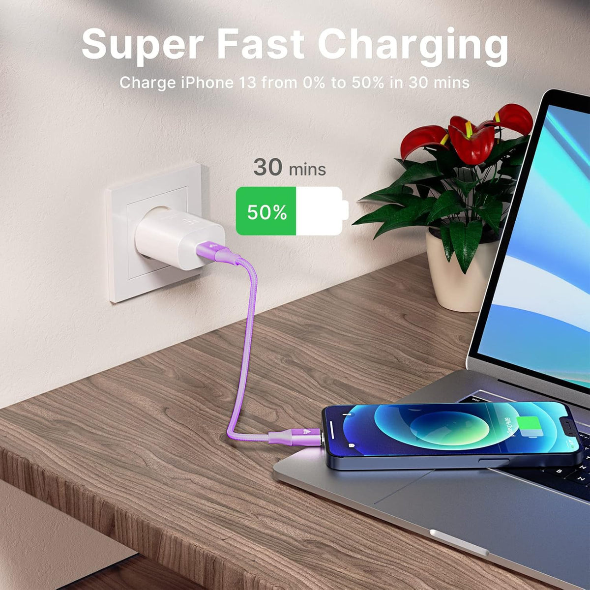 Aioneus USB C to Lightning Cable 2M [Apple MFi Certified] iPhone Fast Charger Cable USB-C Charging Lead Cord for iPhone14/13/12/12 PRO Max/12 Mini/11/11PRO/XS/Max/XR/X/8/8Plus/iPad