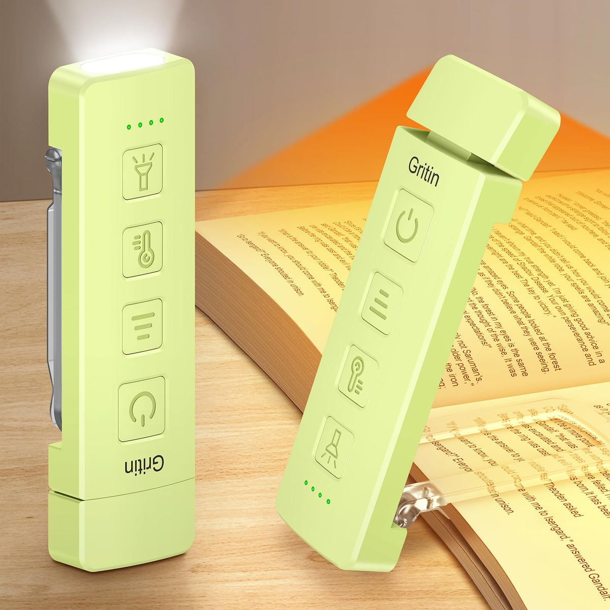 Gritin 2026 Gen 2 Rechargeable Book Light,2-in-1 Reading Light & Torch
