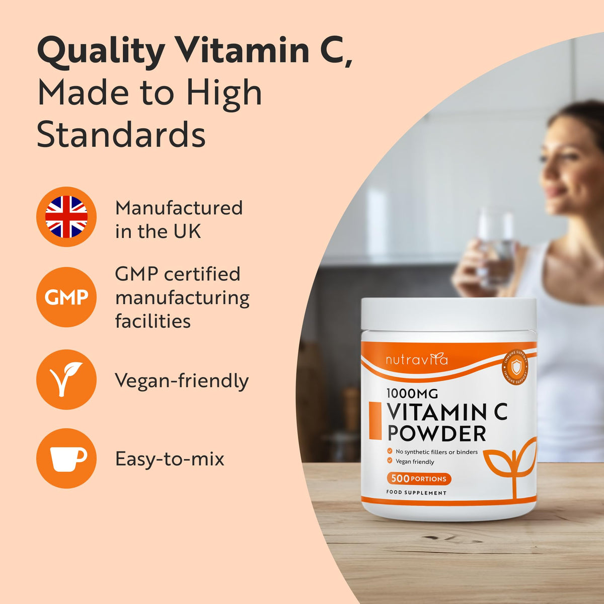 Nutravita Vitamin C 1000mg Tablets - 180 1000mg Vitamin C Tablets, 6 Months