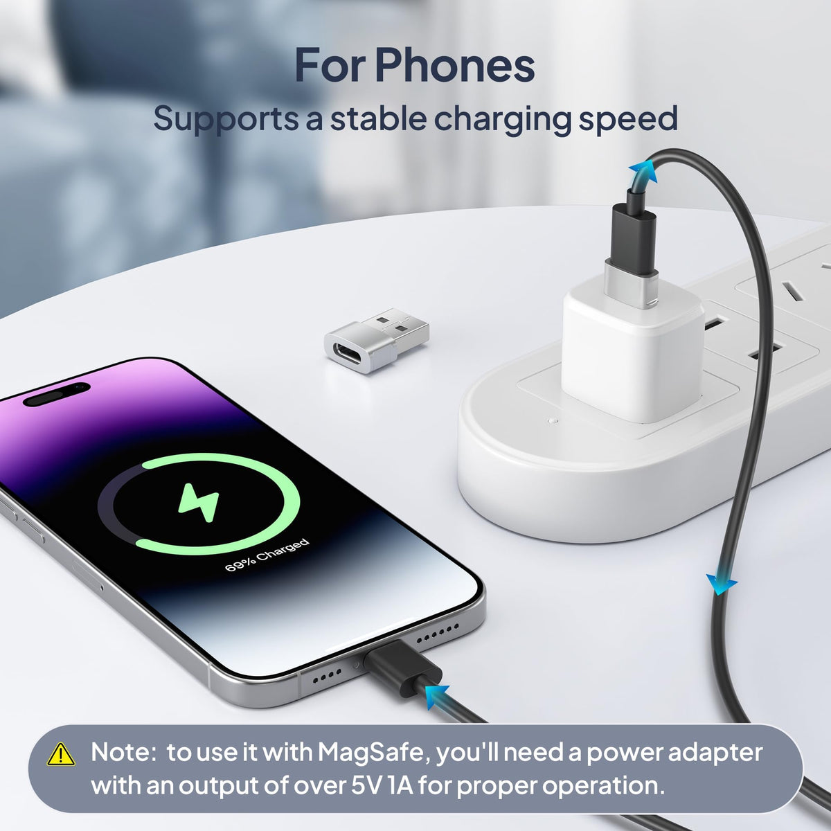 BASESAILOR USB to USB C Adapter 3Pack,Charger Plug for iPhone Duo 18 17 Pro