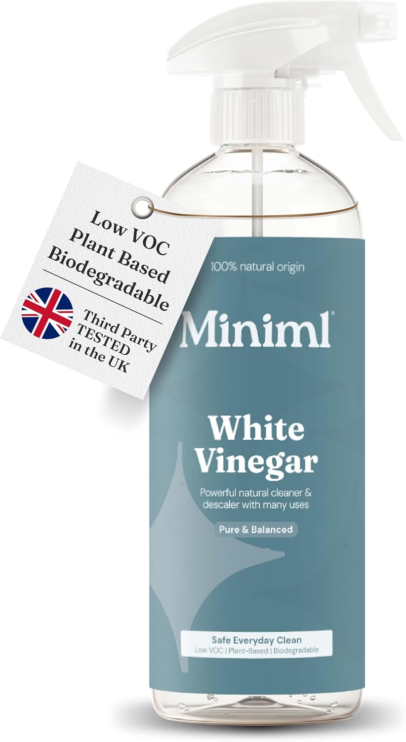 Miniml Eco White Vinegar Cleaning Unscented 750ml - All Natural Multi-Surface & Multi-Purpose Cleaner, Limescale Remover, Laundry Softener & More - 100% Vegan & Cruelty Free