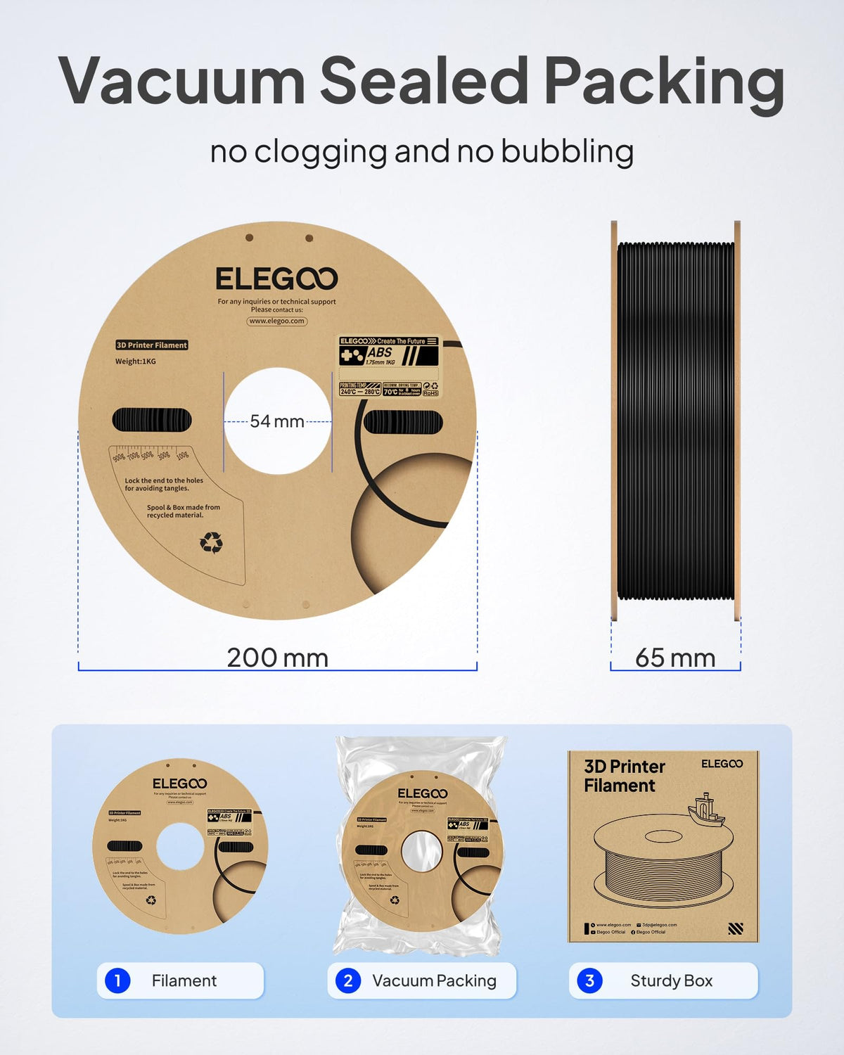 ELEGOO TPU Filament 1.75mm Grey 1KG, 95A Flexible Soft 3D Printing Filament 1KG Spool(2.2lbs) Fits for Most FDM 3D Printers