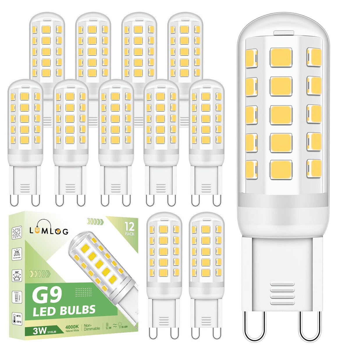 G9 Led Bulbs Warm White 6-Pack, 3W 510 Lm 3000 Kelvin G9 Led Light Blubs, Equivalent to 30-40W Halogen, 220-240V No Flicker Non-Dimmable Energy Saving, for Home Lighting Decor [Energy Class C]