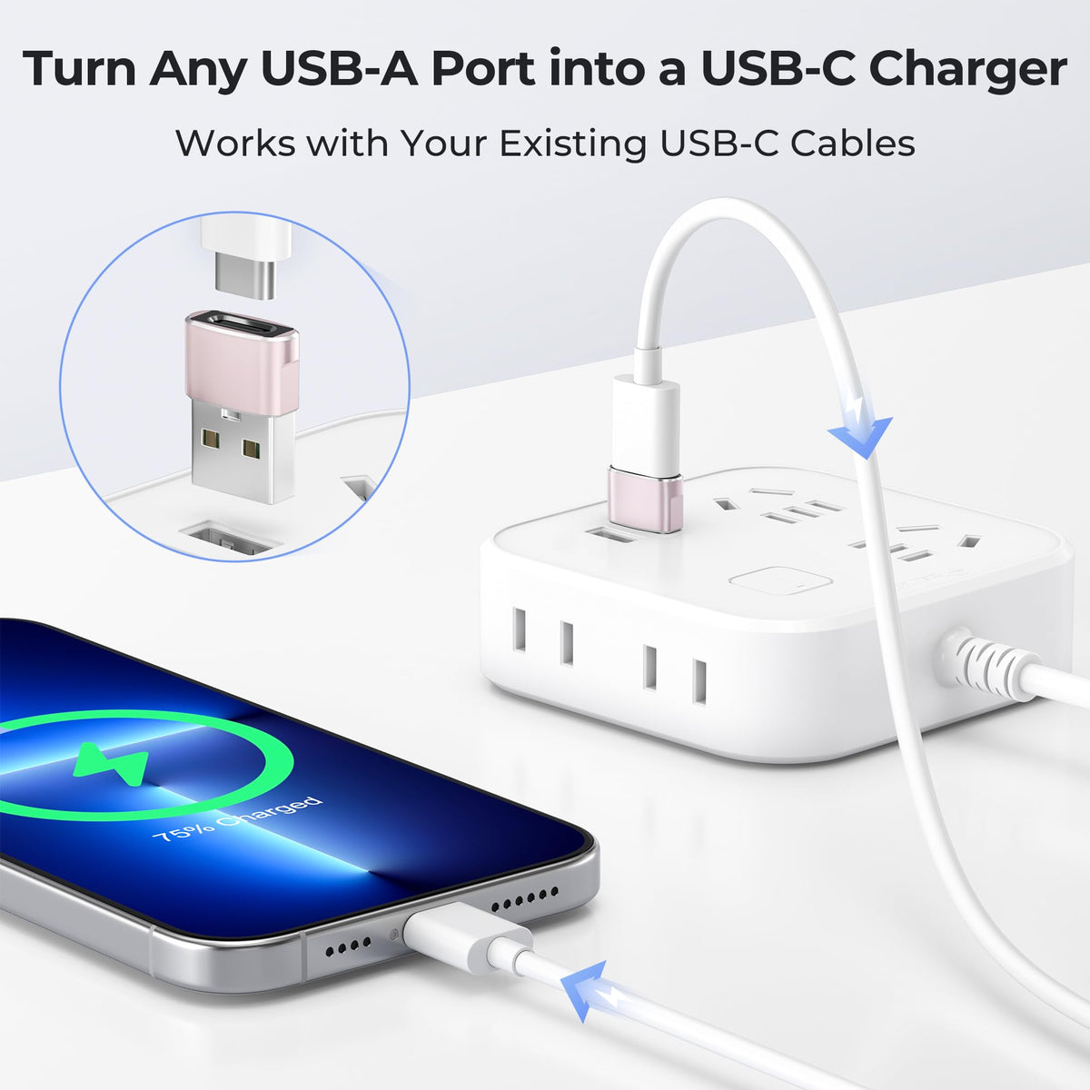 BASESAILOR USB to USB C Adapter,USBC Female to USB A Male Adapter 3Pack