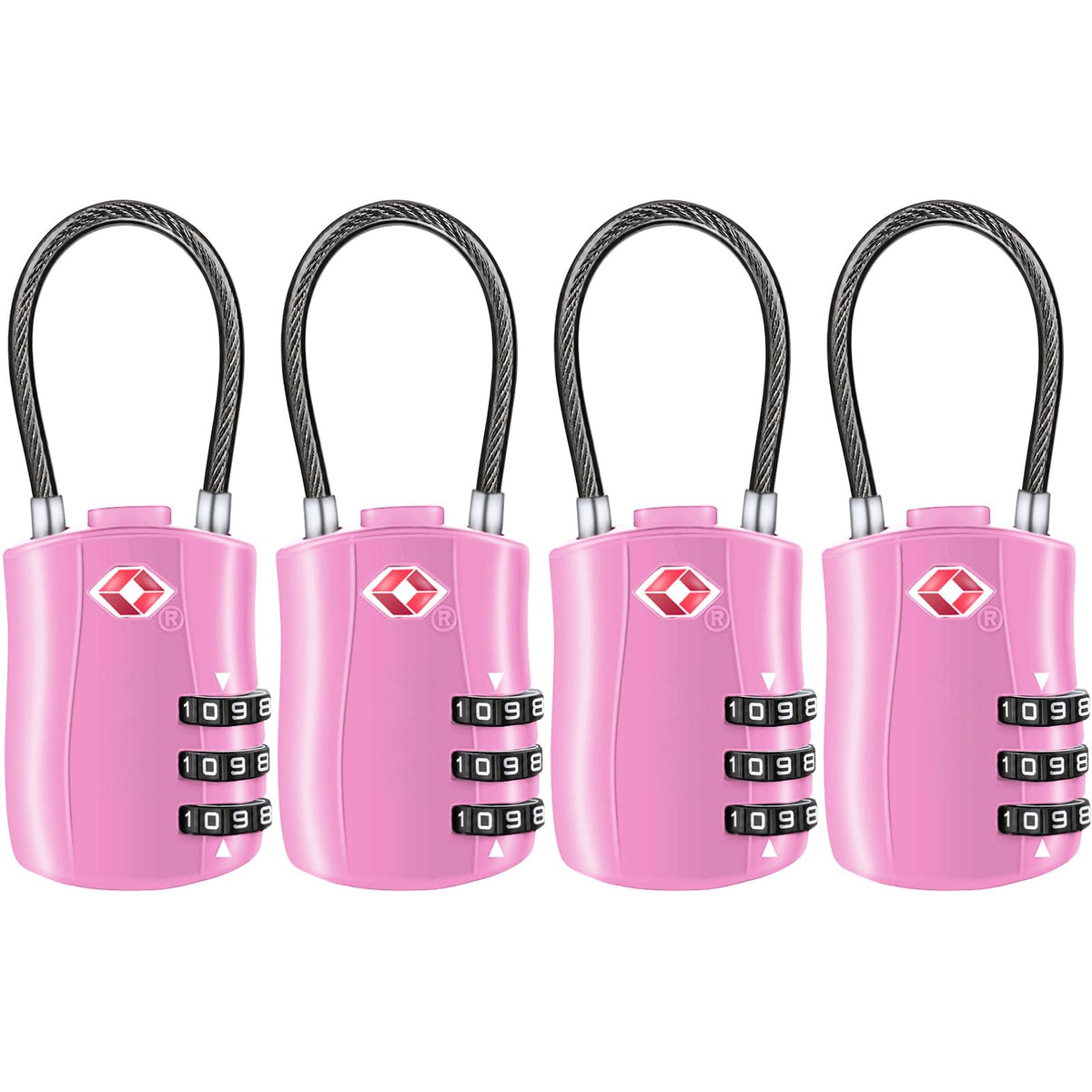 Diyife TSA Approved Luggage Locks with Flexible Steel Cable, Easy to Set up