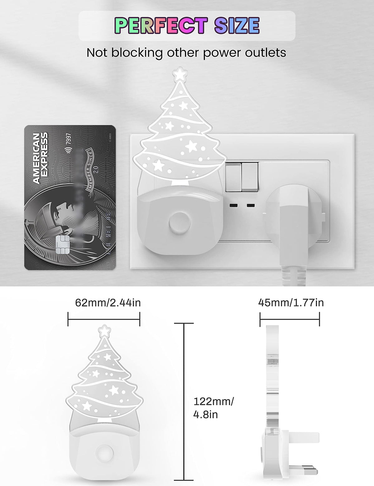 Emeritpro Night Light Plug in Wall with Dusk to Dawn Sensor, Warm White+RGB