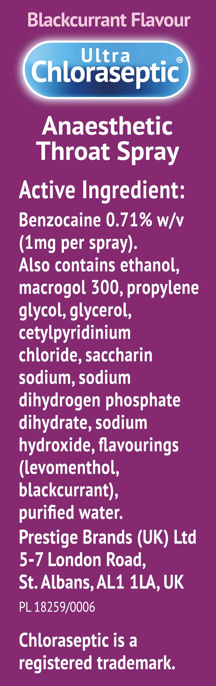 Ultra Chloraseptic Honey and Lemon, Sore Throat Pain Relief Spray 15ml