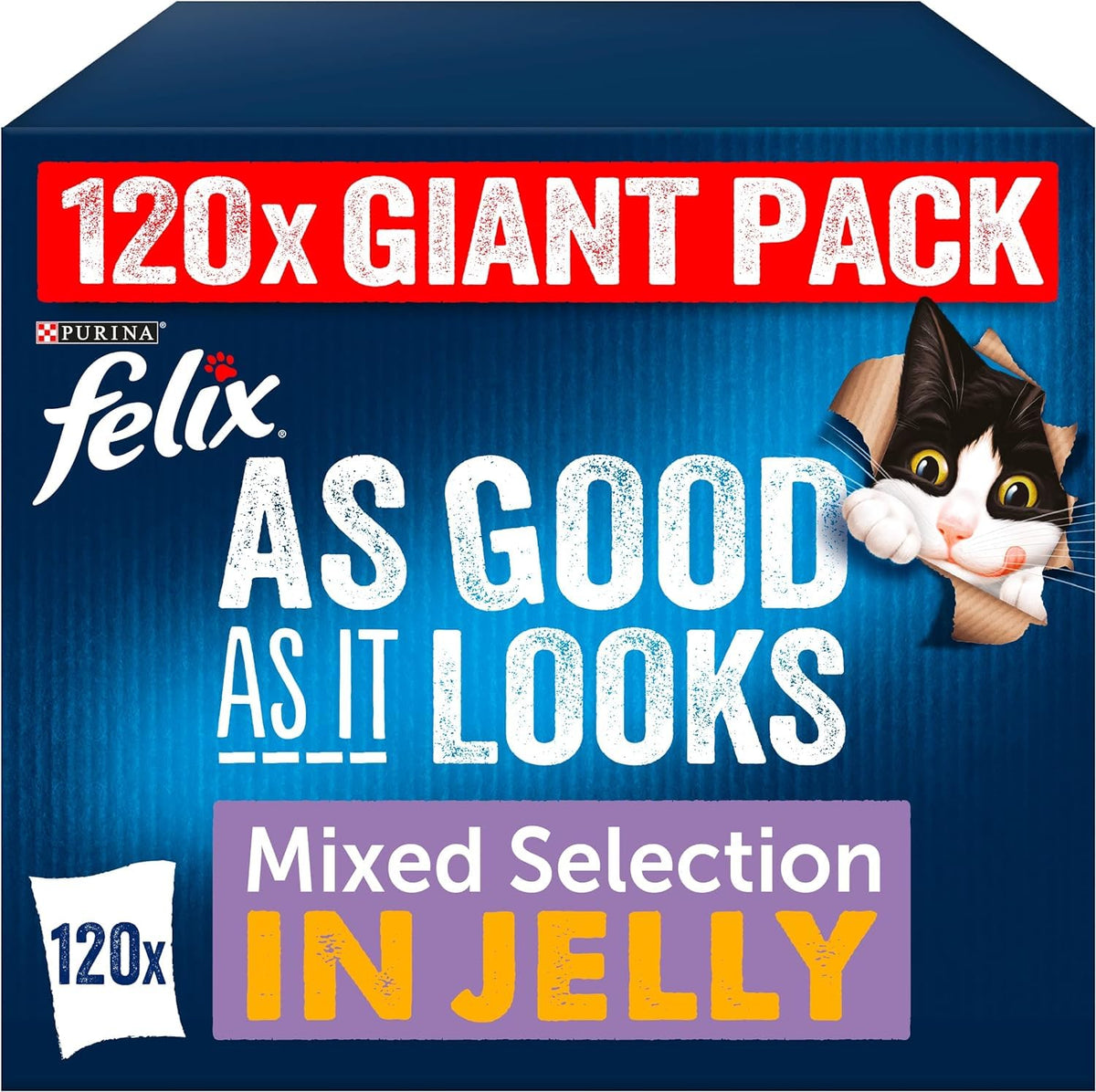 FELIX Tasty Shreds Adult Wet Cat Food Mixed Selection in Gravy Chicken, Beef, Tuna, Salmon 40 x 80g Pouches