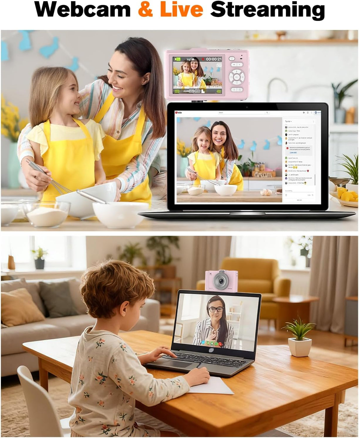 Digital Camera 4K 64MP Portable Vlogging Camera with 32GB SD Card