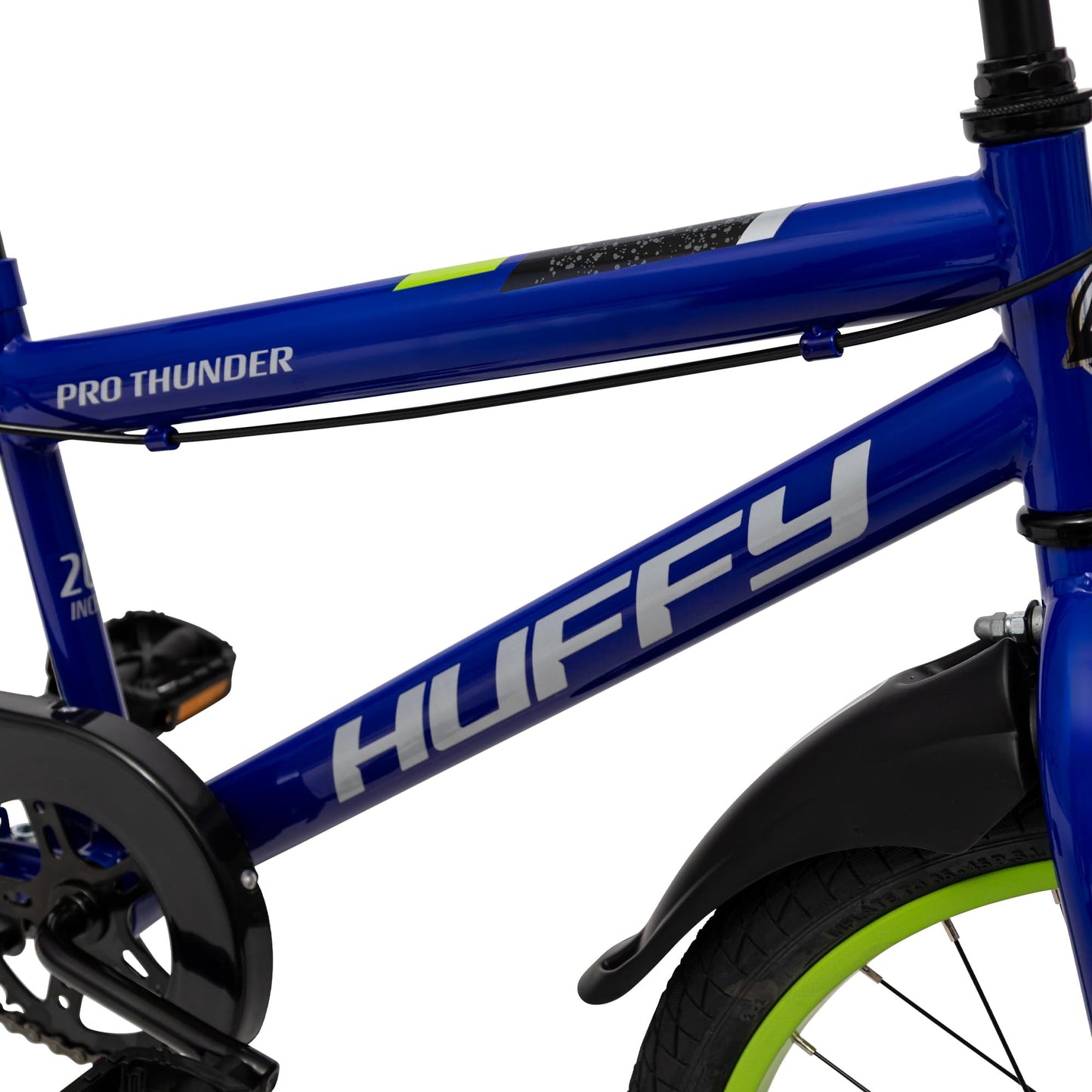 Huffy Pro Thunder Kids Bike 16" with Stabilisers, Bell & Handlebar Pad — Green