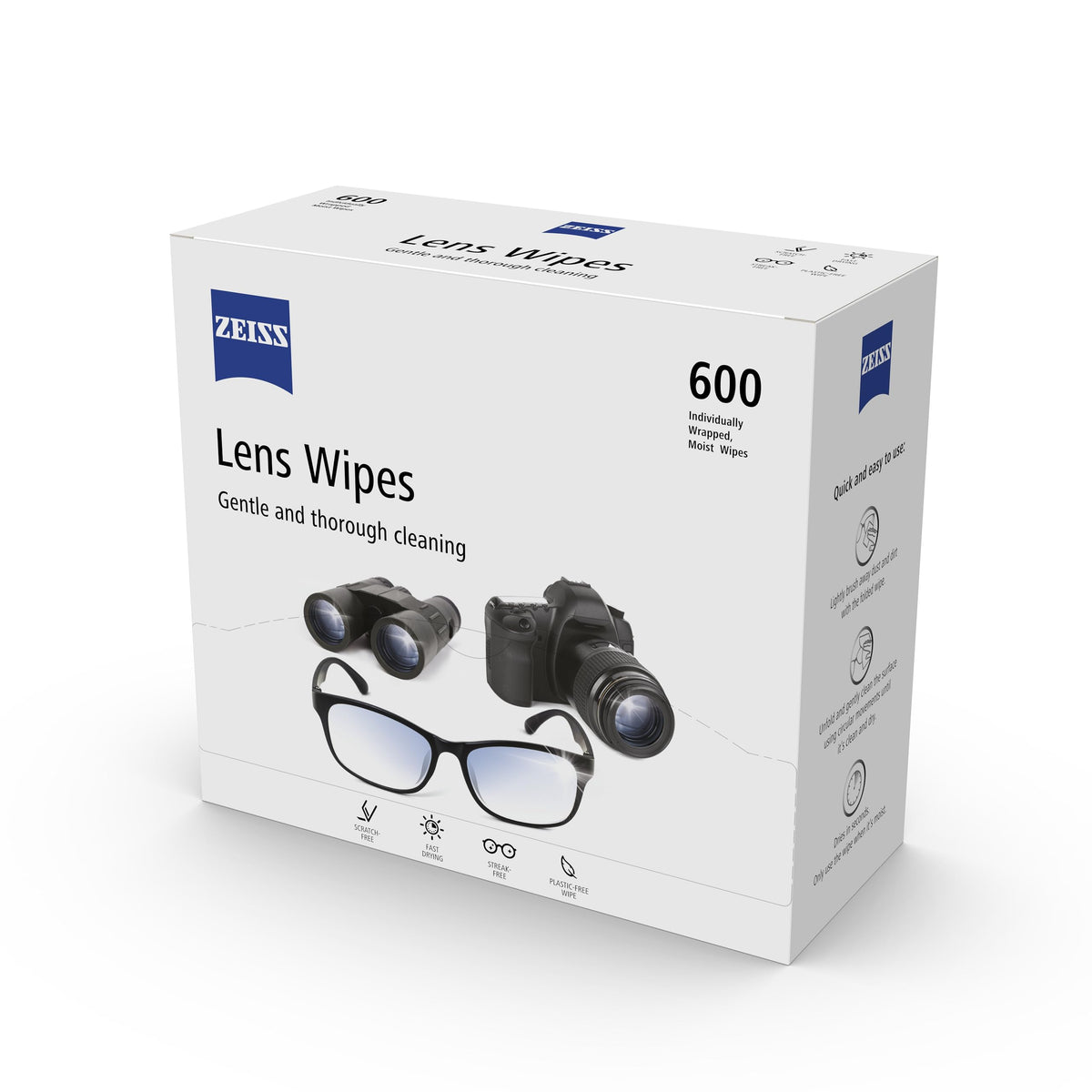 ZEISS Sunglasses Wipes, Removes Fingerprints, Suncream, Dirt, Dust & Oil. Individually Packed Pre-Moistened Wipes Perfect to use at Home or On-The-Go. Fast-Drying and Portable. 8 Packs x 10 Wipes