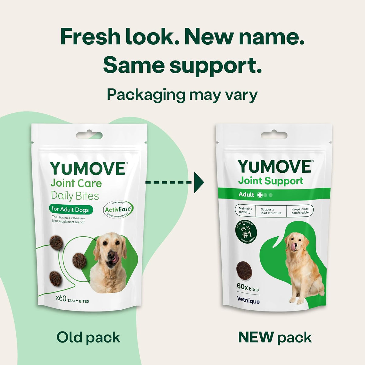 YuMOVE Joint Supplement for Dogs, Daily Bites for Joint Care, Essential Dog Hip and Joint Support for Stiff Adult Dogs with Glucosamine, Chondroitin, Green Lipped Mussel, 60 Tablets