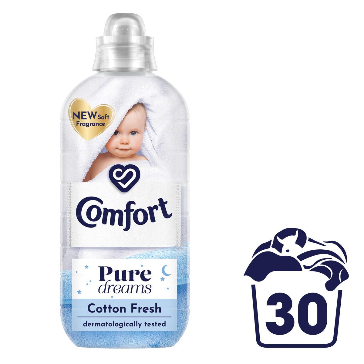 Comfort Pure Dreams Cashmere Soft Fabric Conditioner Dermatologist-Recommended Gentle Next to Sensitive Skin 48 washes(1.44 L) - Case pack of 6