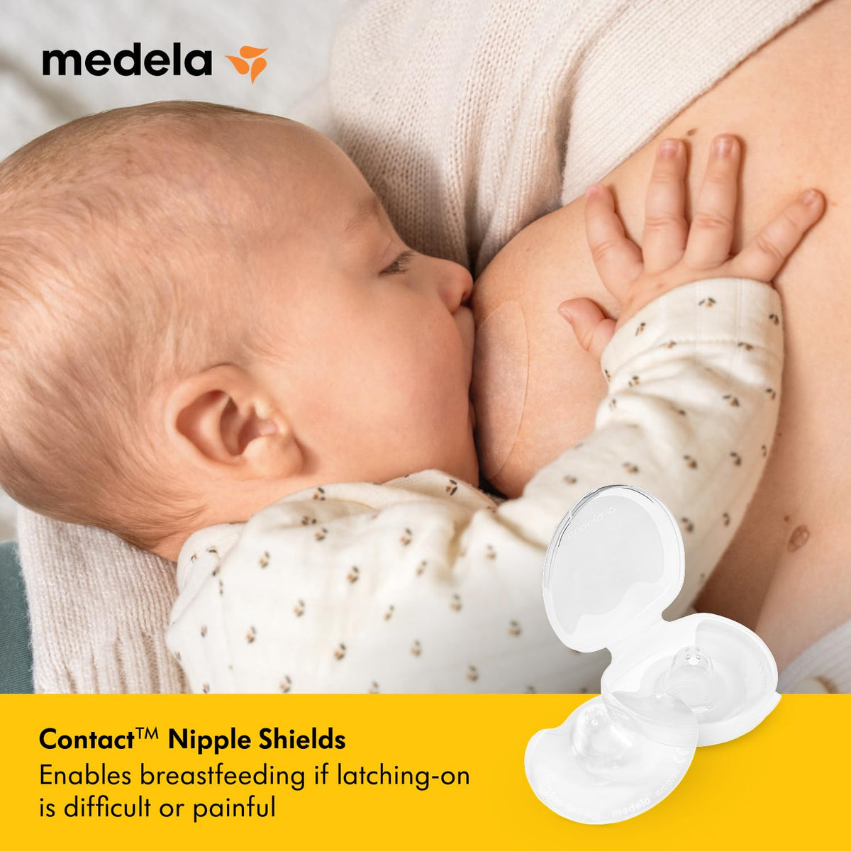 Medela Silicone Contact Nipple Shields, Soft Ultra-Thin Design, Made Without BPA, 1 Pack of 2 Shields (16 mm) and Case