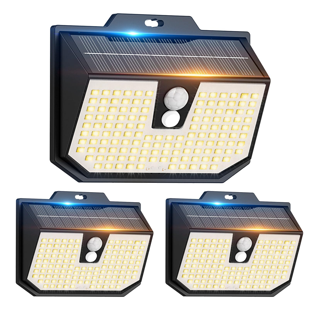 132LED Solar Security Lights,3000K Wall Lights IP65 Waterproof
