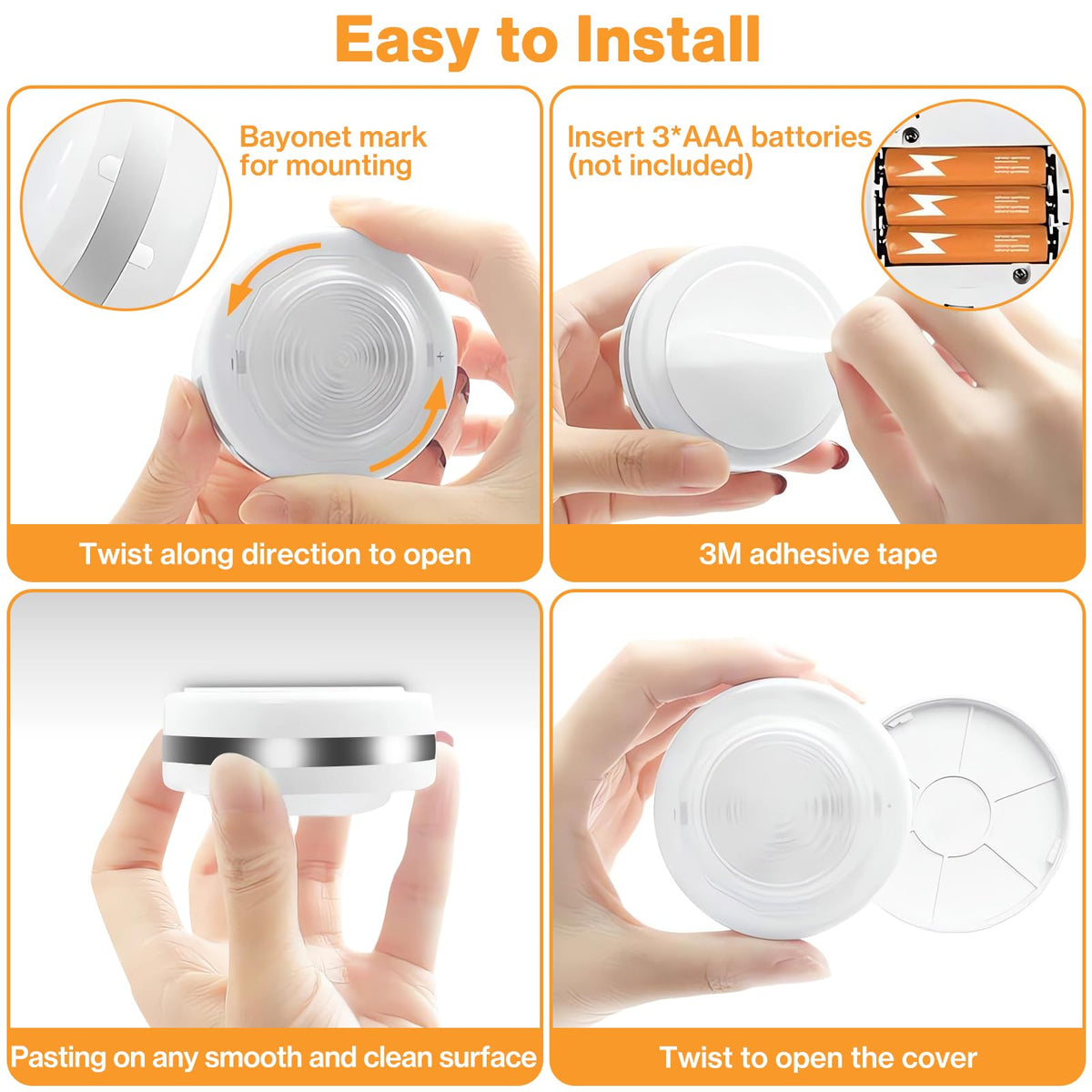 Under Cabinet Lights, Wireless LED Puck Lights Remote Control, 4000K Natural White Brightness Dimmable Battery Powered Touch Closet Cupboard Kitchen Wardrobe Lights, 6 Pack (White)