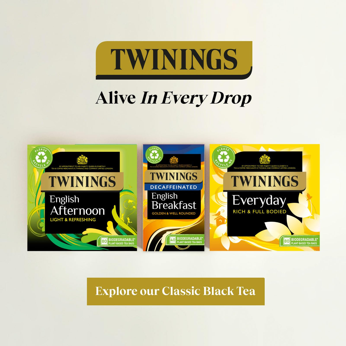 Twinings English Breakfast Tea, 4 x 80 Biodegradable Plant-Based Tea Bags
