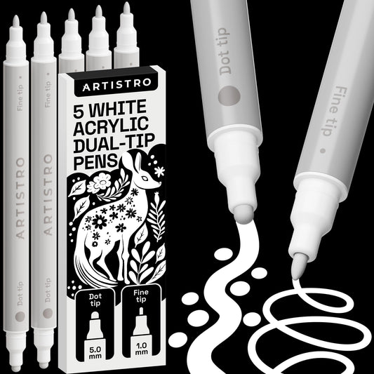 ARTISTRO 24 Acrylic Paint Pens for Fabric, Rock, Wood, Glass – Easter Decoration & Crafts – Dual Tip (Dot & Fine) Paint Markers for Adults, Teens, Kids - Art Supplies