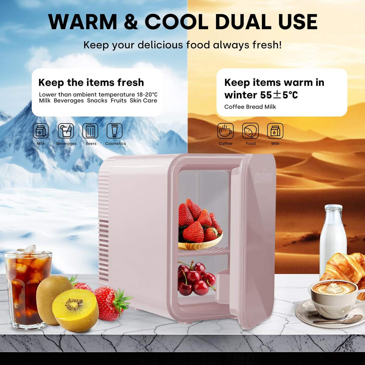 Enventor Mini Fridge 4 Litre/ 6 Can, Portable Cooler and Warmer, AC+12V DC
