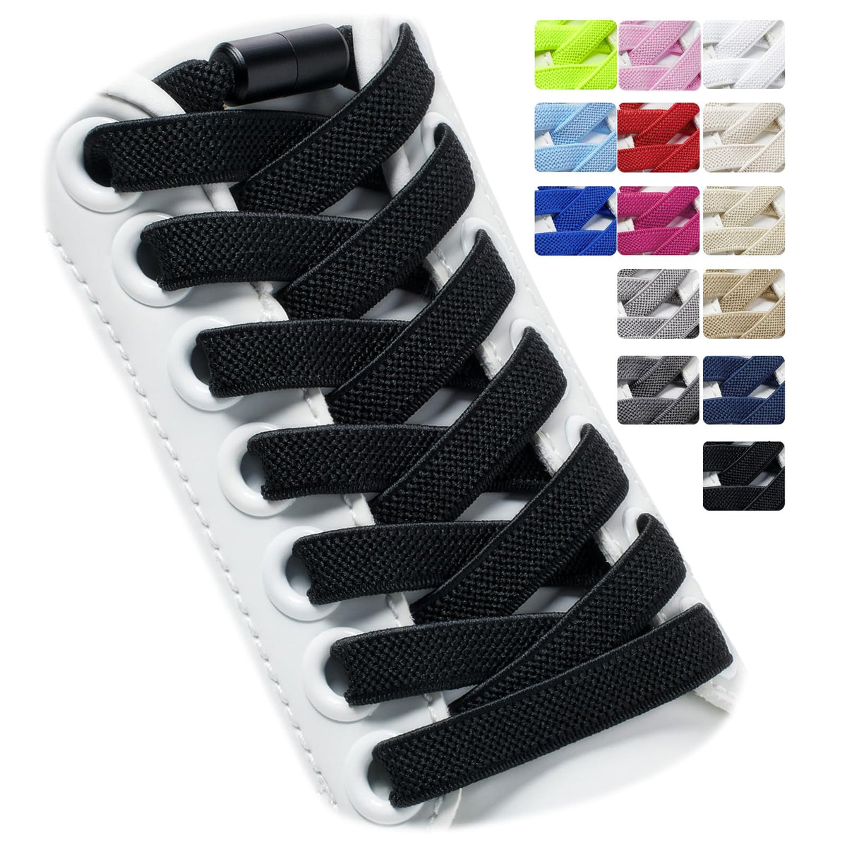 2 Pairs Elastic Shoe Laces for Trainers, 8mm Shoelace