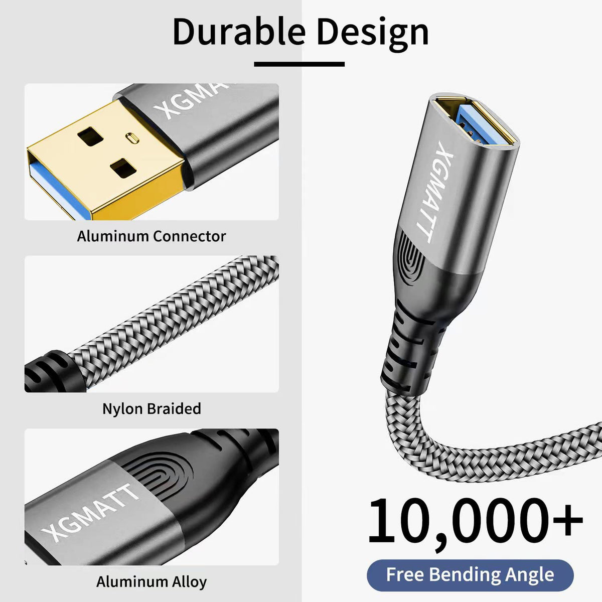 USB Extension Cable 2M 2Pack USB 3.0 Extender Male to Female Blue