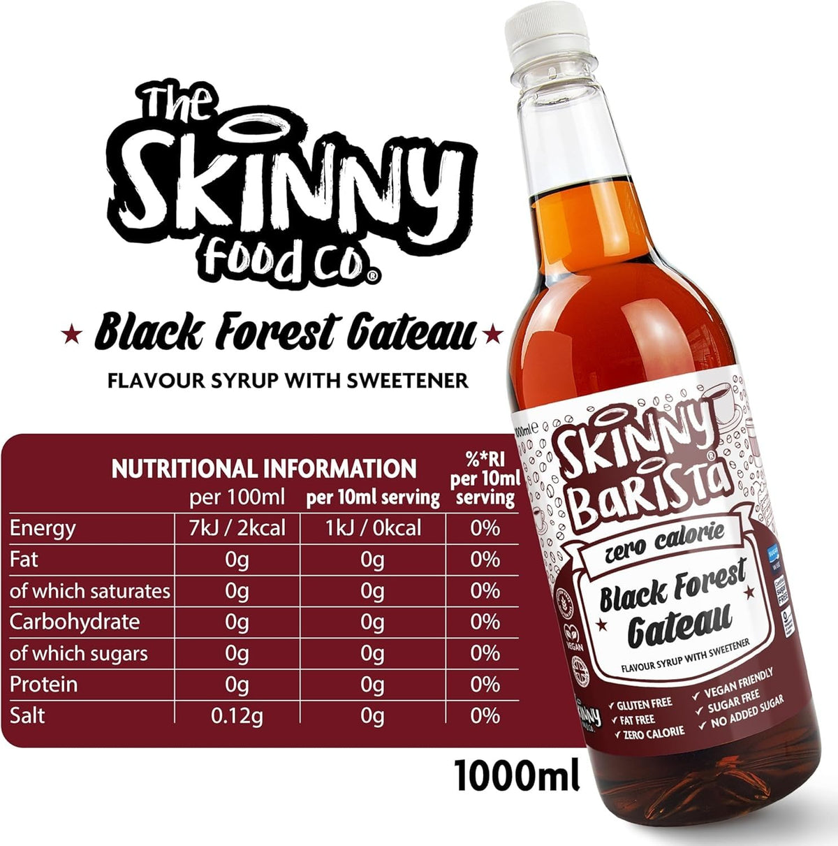 Skinny Food Co Butterscotch Syrup Zero Calorie 1L - Sugar Free Coffee Syrup