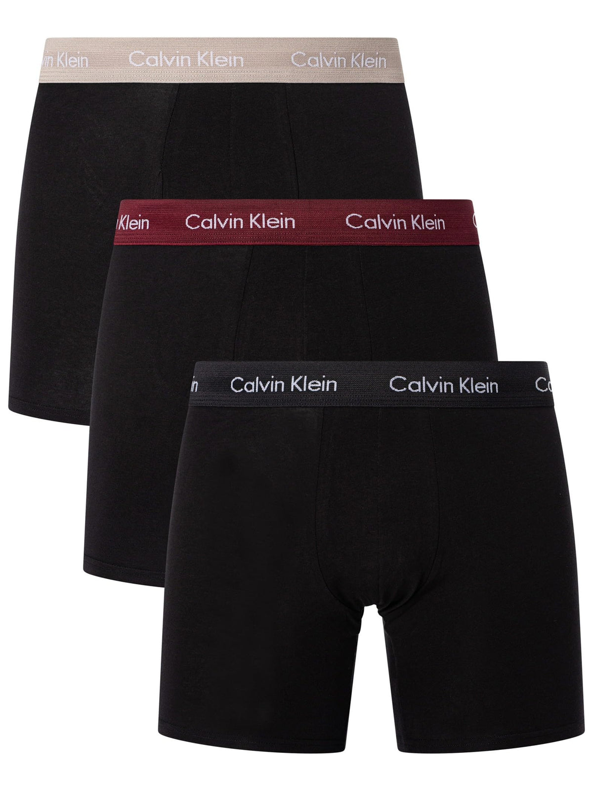Calvin Klein Men’s 3 Pack Boxer Briefs with Logo Waistband