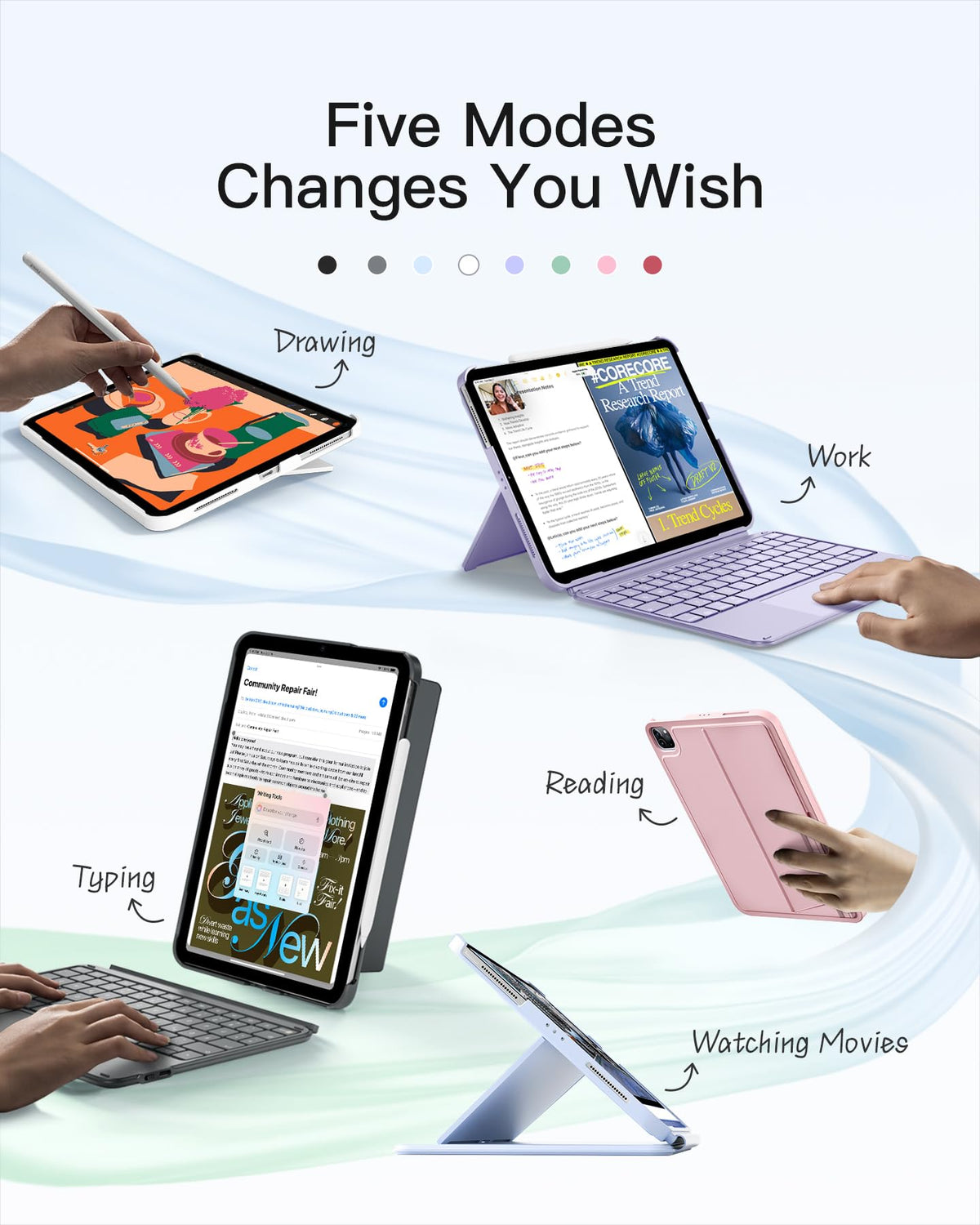 Inateck Keyboard Case with Tracked for iPad A16 11th Gen 11"/10th Gen 10.9"