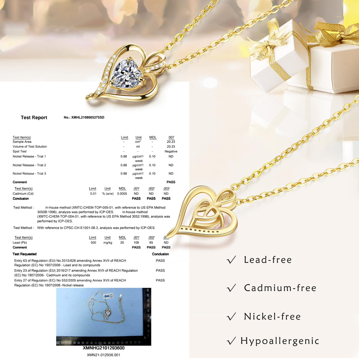 LAVUMO Heart Necklace for Women 925 Sterling Silver Love Pendant Jewellery