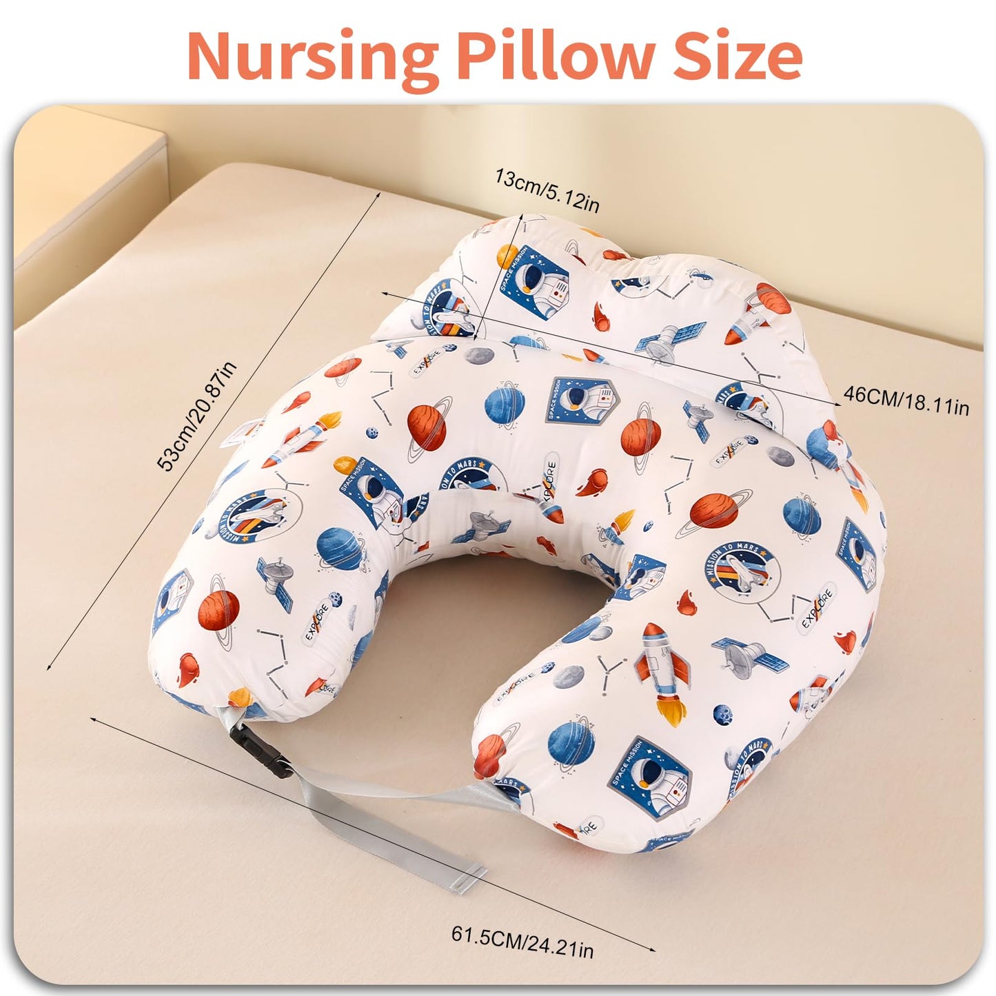 Labtec Nursing Pillow for Breastfeeding Baby, Multifunctional Breast Feeding Pillow with Adjustable Waist Strap and Safety Fence, 100% Cotton Removable Pillowcase, Forest Friends